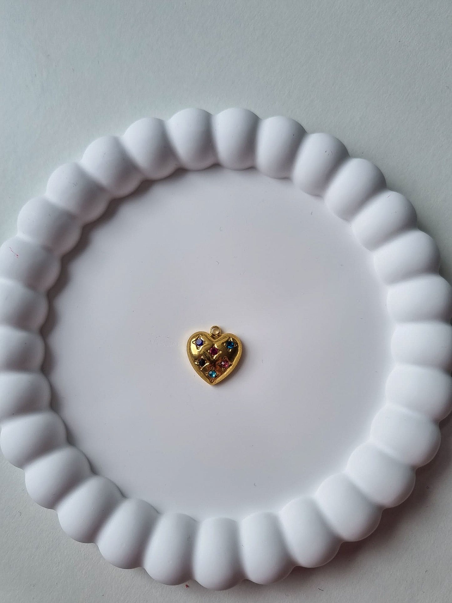 GOLD HEART COLOURED CHARM