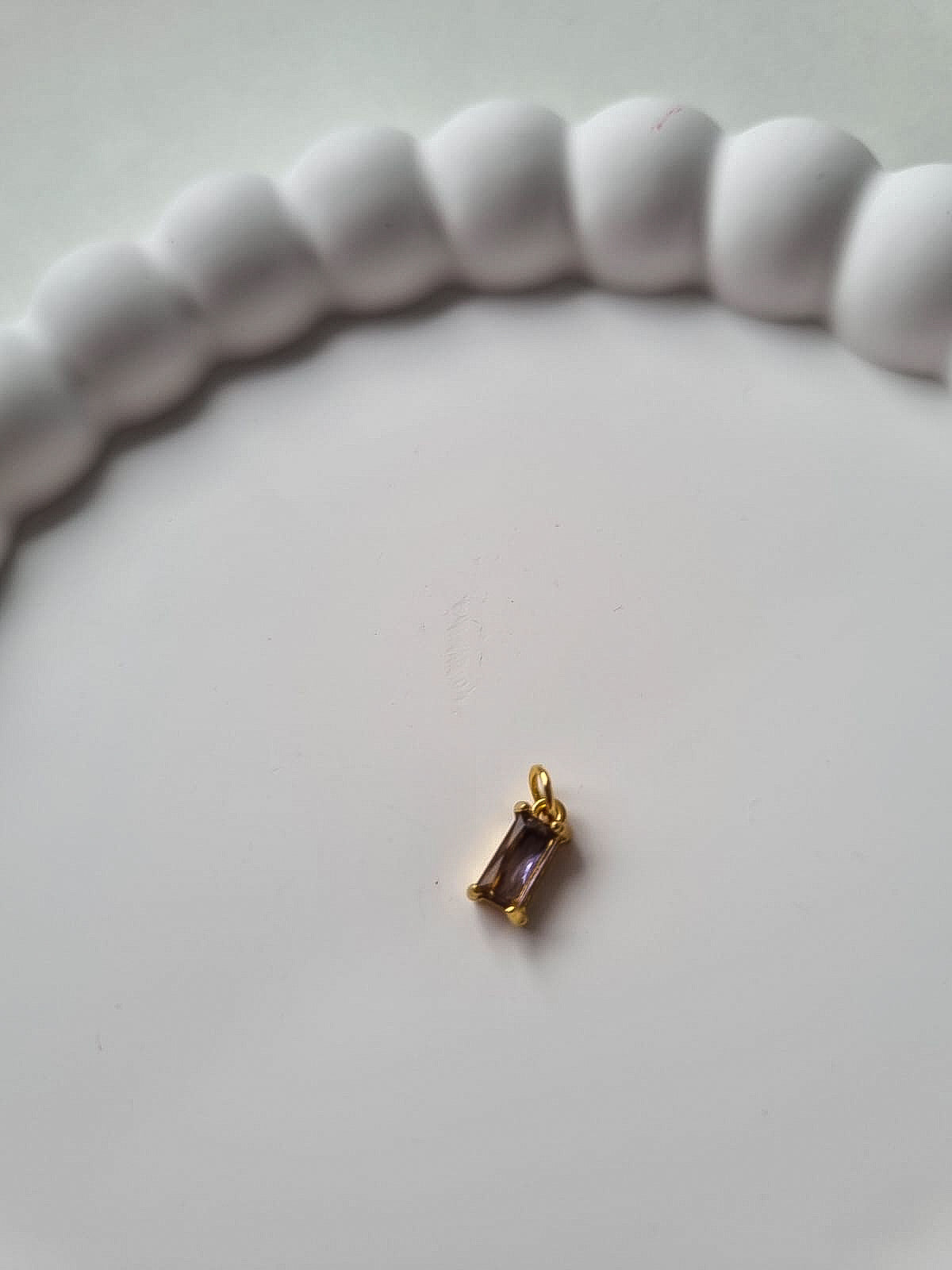 RECTANGLE BIRTHSTONE CHARM - FEBRUARY