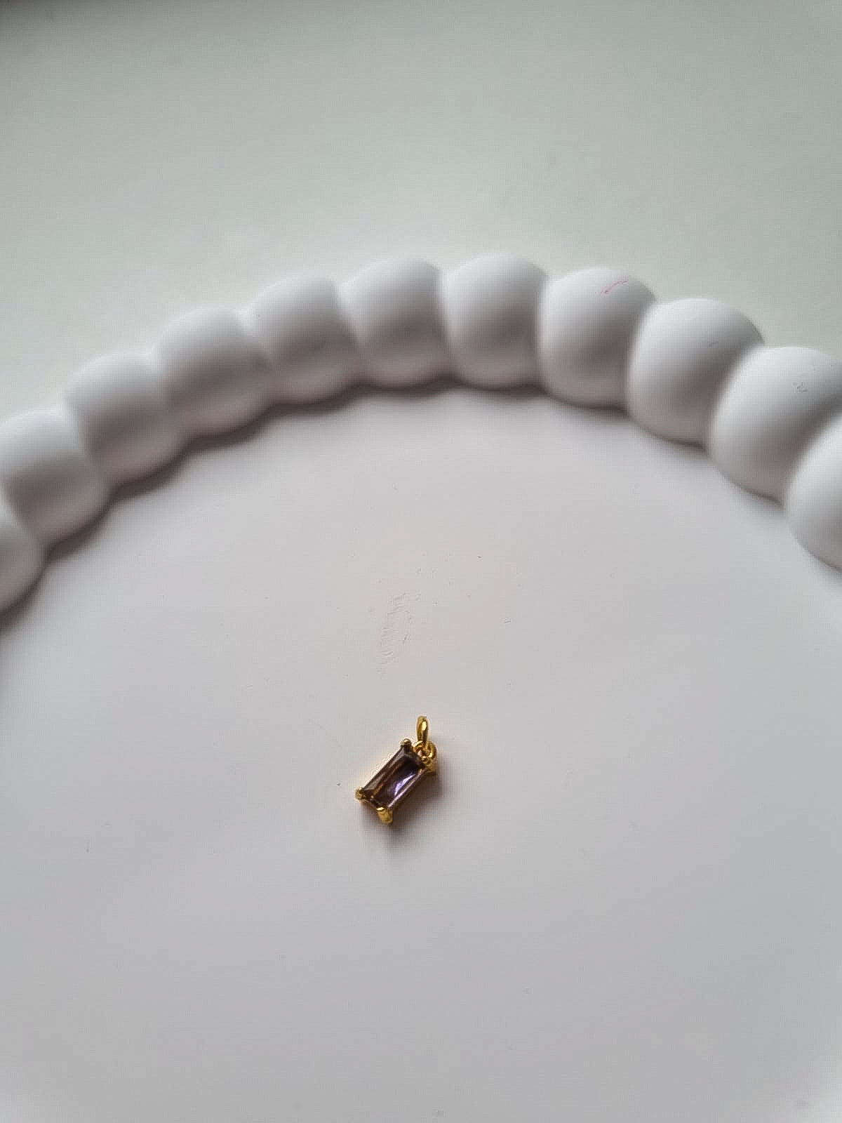 RECTANGLE BIRTHSTONE CHARM - FEBRUARY