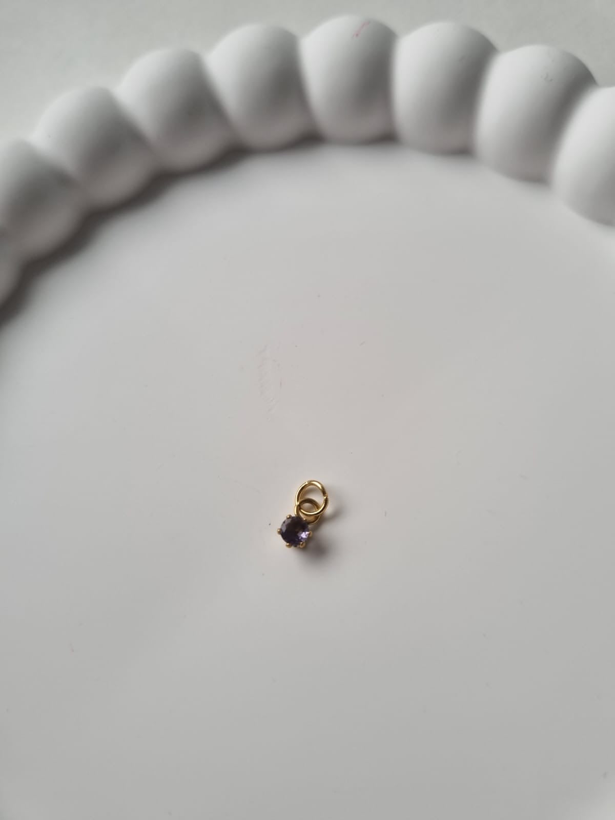 CIRCLE BIRTHSTONE CHARM - FEBRUARY