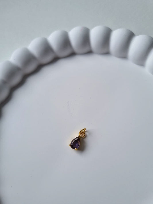 TEARDROP BIRTHSTONE CHARM - FEBRUARY