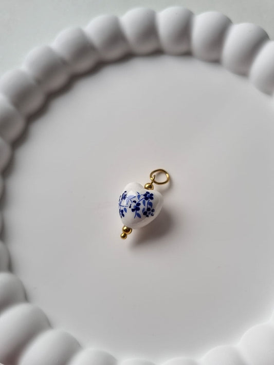 BLUE HEART PORCELAIN CHARM
