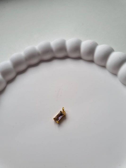 RECTANGLE BIRTHSTONE CHARM - FEBRUARY
